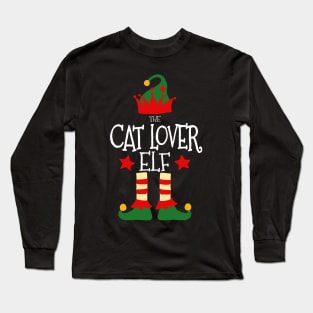 Cat Lover Elf Matching Family Group Christmas Party Pajamas Long Sleeve T-Shirt